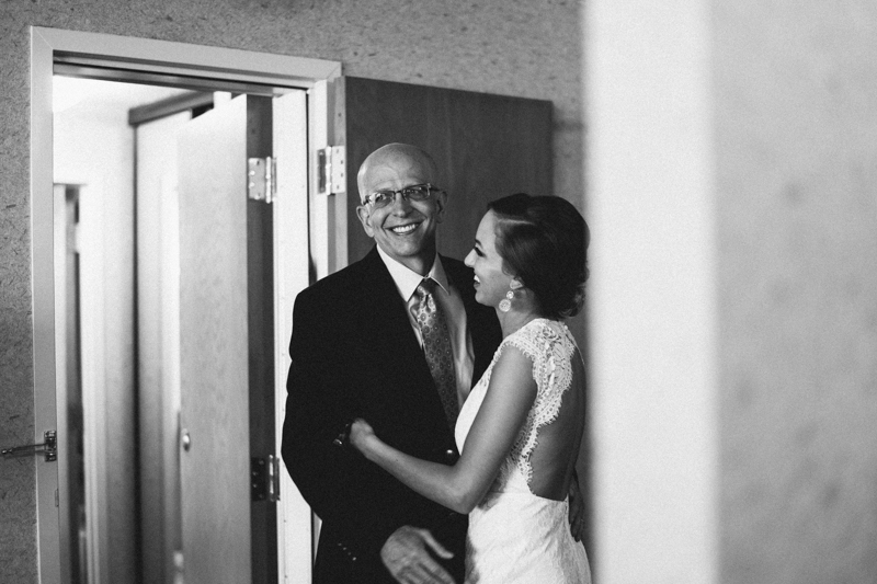 Father seeing bride before wedding