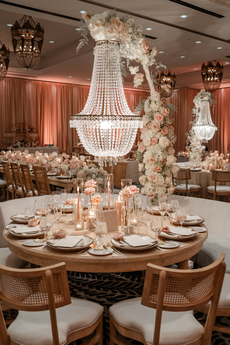 pink and white floral reception at omni Arizona
