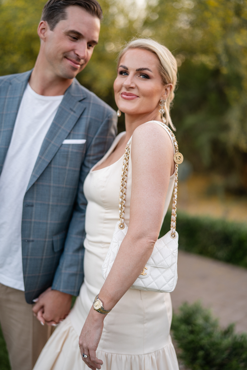 bride and groom at welcome dinner 