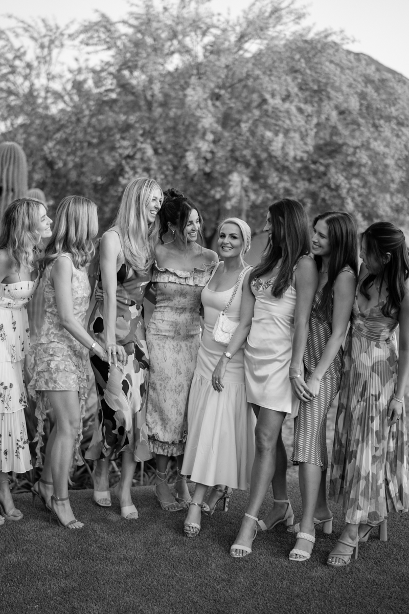 black and white bridal party photos