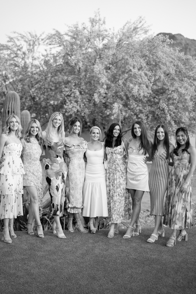 black and white bridal party photos