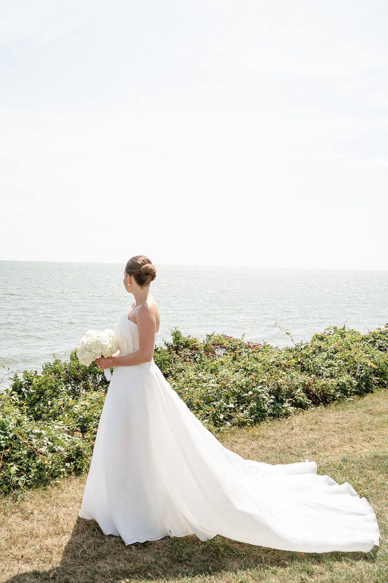 bride in front of ocean