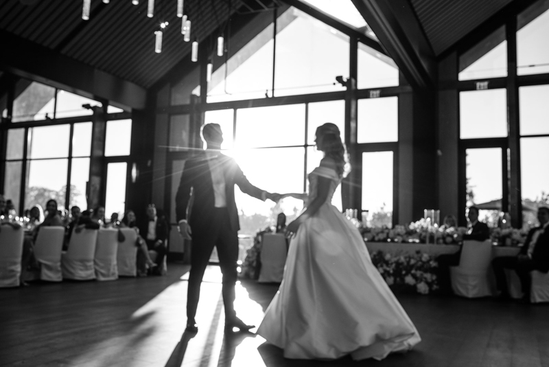 bride and groom at reception in Napa