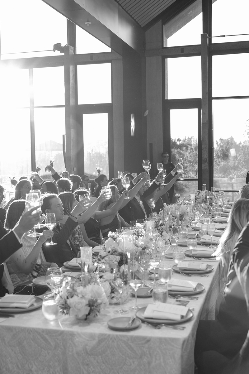 bride and groom at reception in Napa