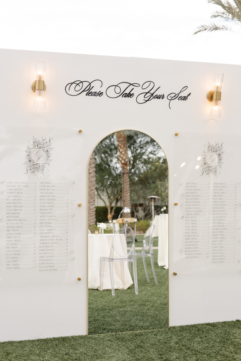 wedding welcome sign on mirror