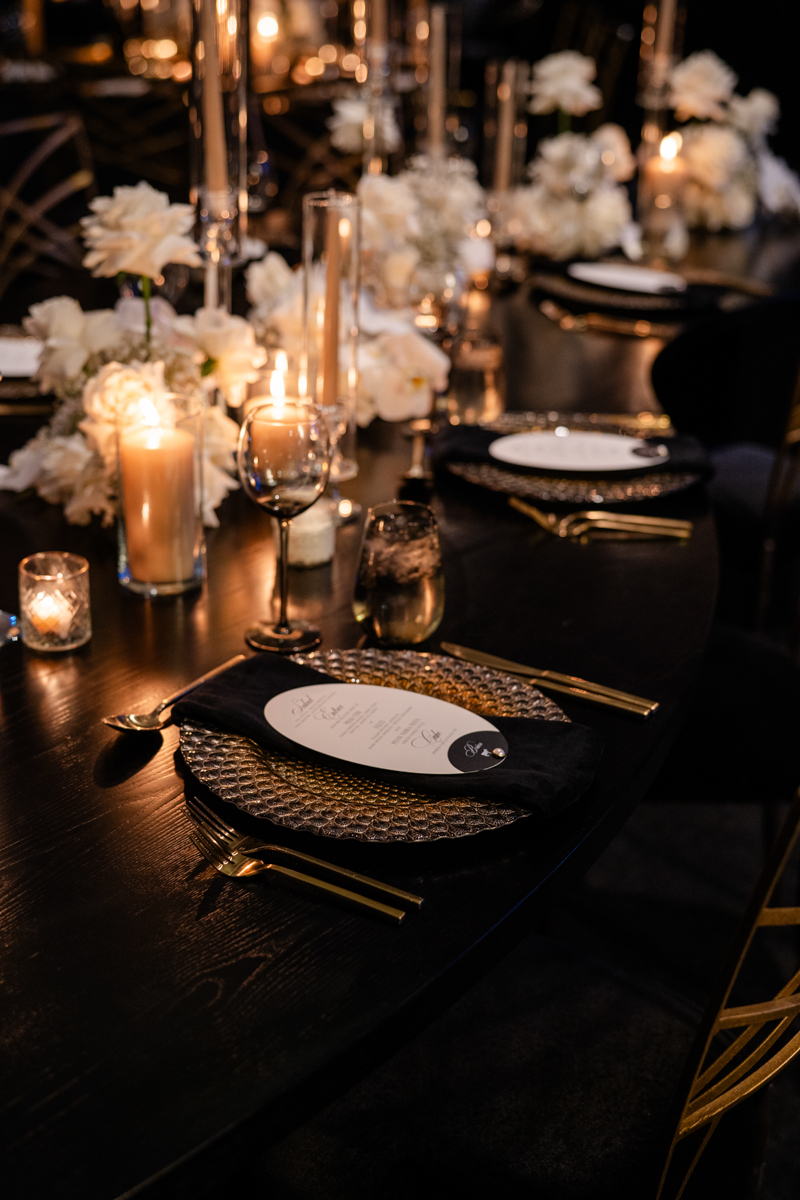 black and candle lit wedding