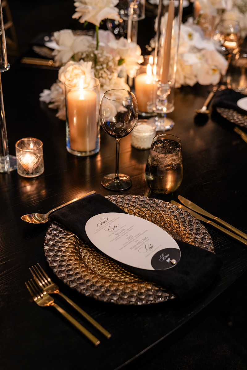 black and candle lit wedding