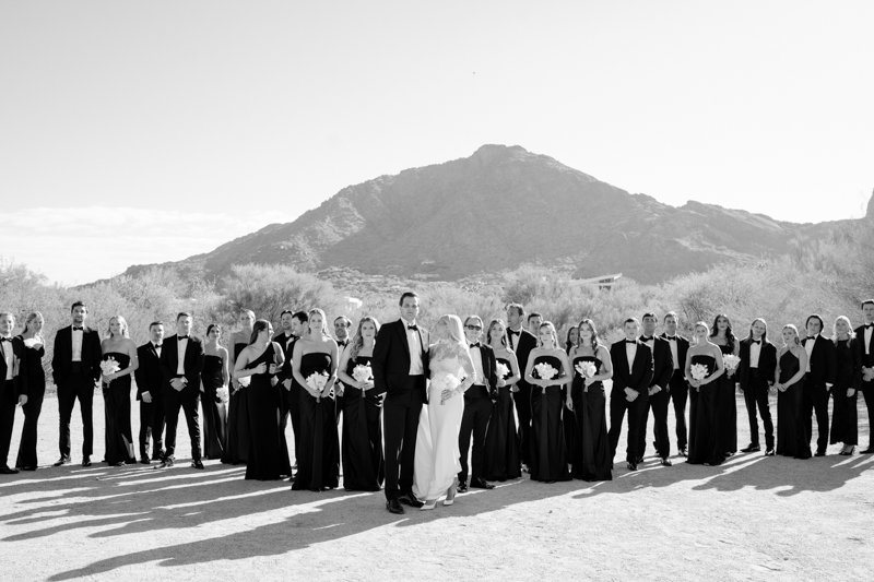 large bridal party in the desert