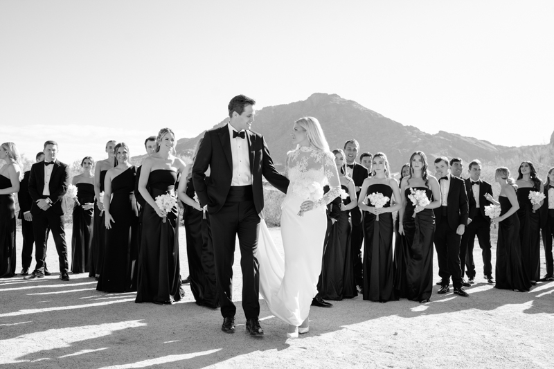 large bridal party in the desert