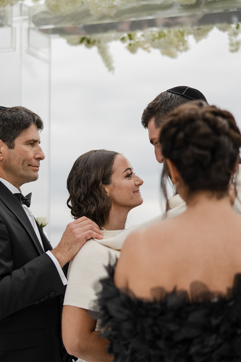 bride crying at ceremony