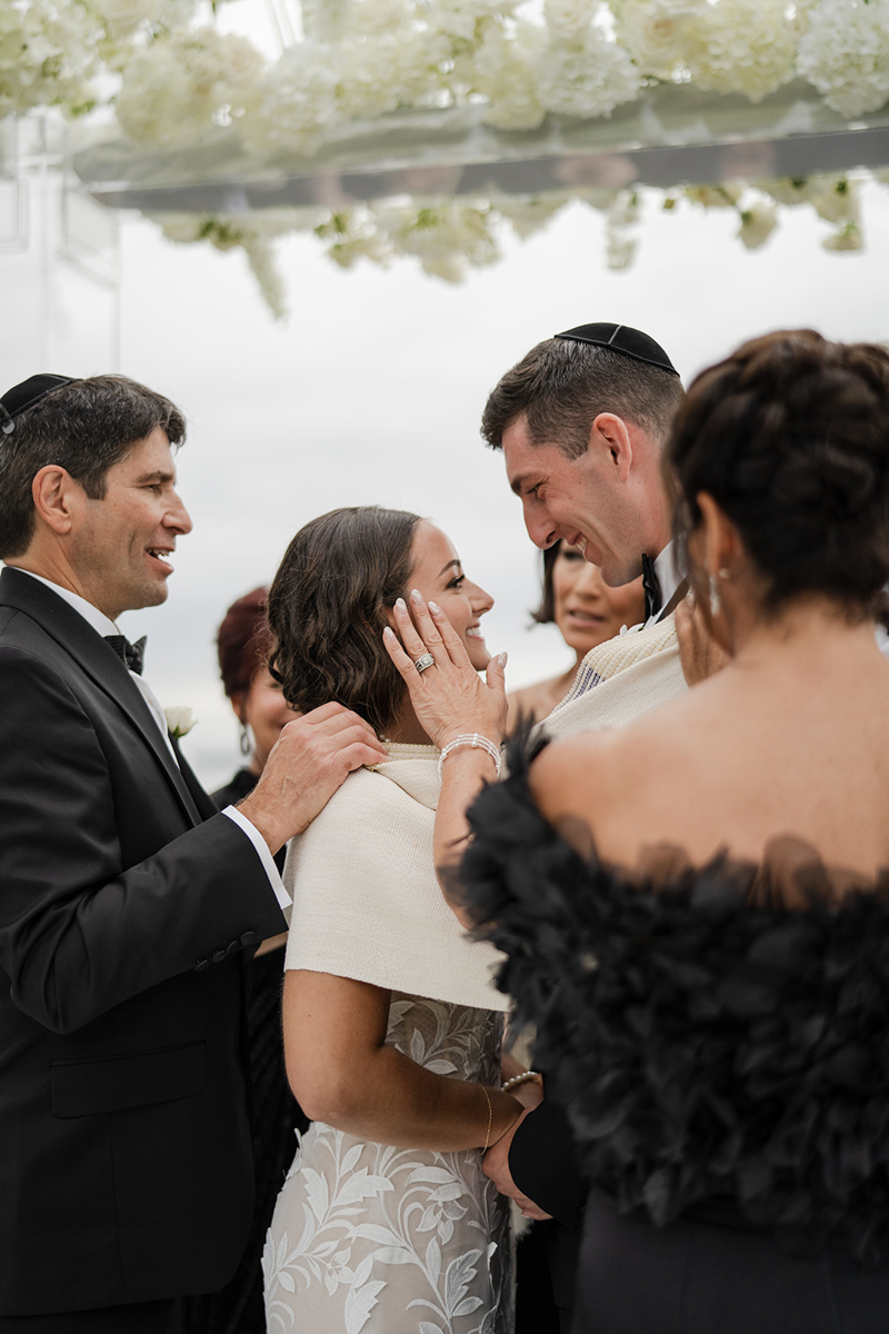 bride crying at ceremony