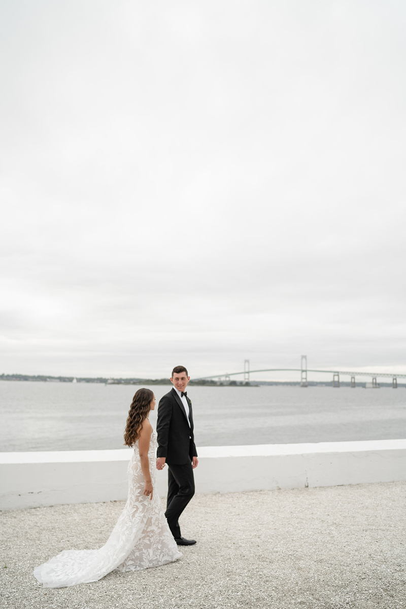 bride and groom in Newport RI